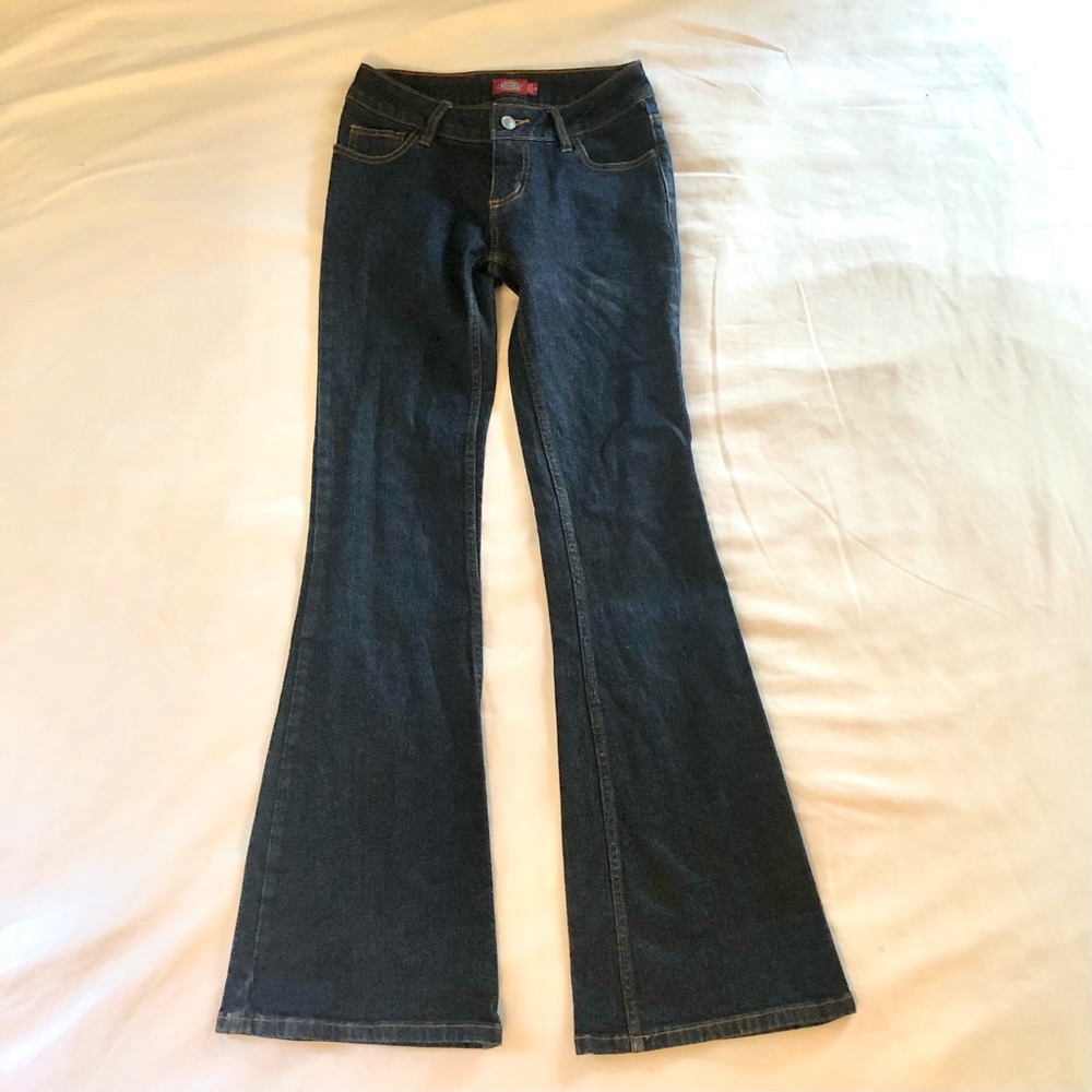 Dickies dark wash low rise flare jeans